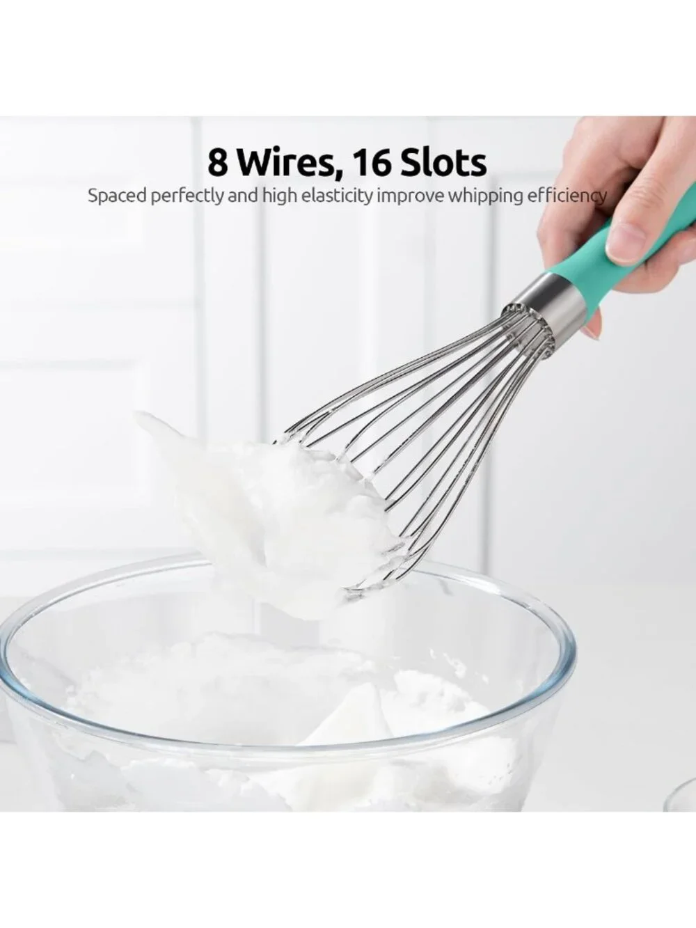 Heavy Duty Stainless Steel Balloon Whisk - 8 Wire Egg Beater for Baking